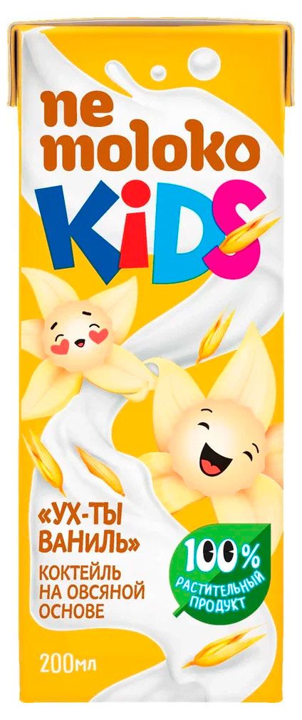 Nemoloko Коктейль детский на овсяной основе Nemoloko Kids с ароматом ванили 3% БЗМЖ, 200 мл