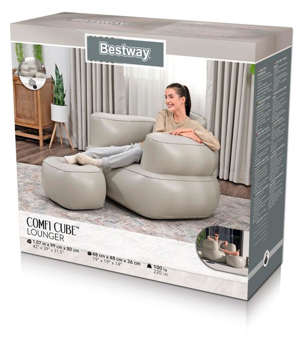 BESTWAY Кресло надувное BESTWAY с подушкой для ног, 1 шт в ассортименте