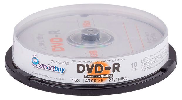 SmartBuy Диски для записи SmartBuy DVD-R 4,7 ГB 16х, 10 шт