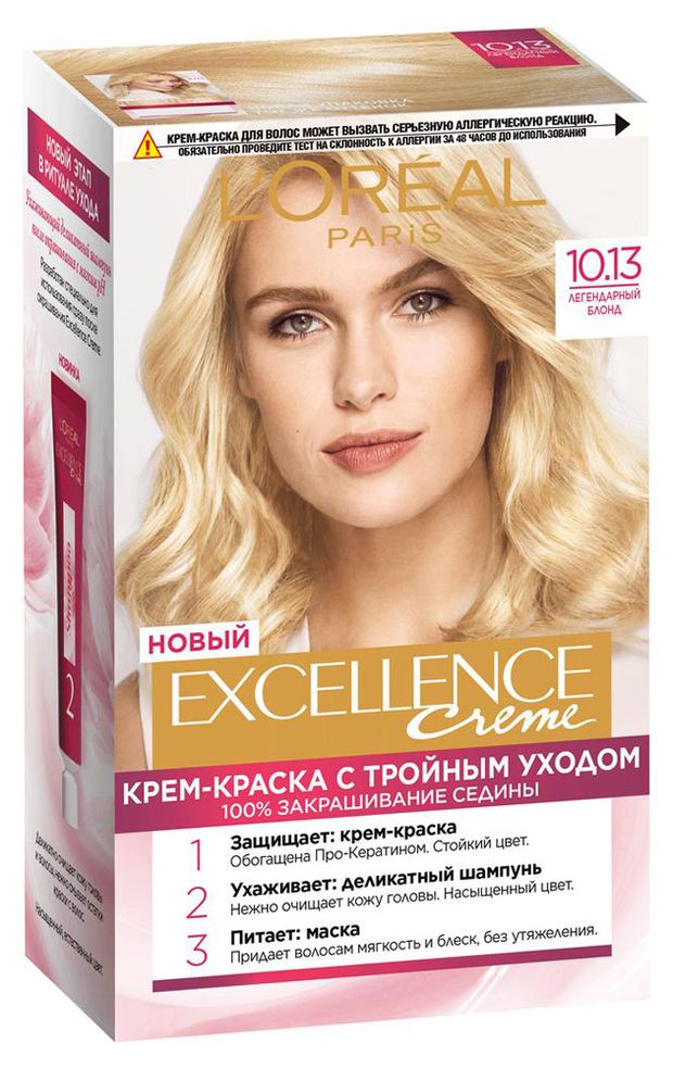 L'Oreal Paris Крем-краска для волос L'Oreal Paris Excellence легендарный блонд тон 10.13, 192 мл