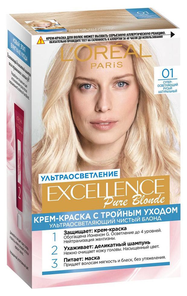 L'Oreal Paris Крем-краска для волос L'Oreal Paris Excellence суперосветляющий русый натуральный тон 01, 192 мл