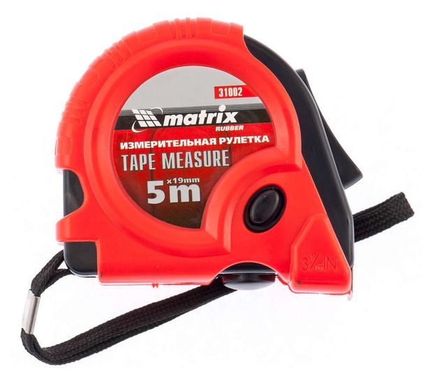 MATRIX Рулетка Matrix Rubber обрезиненный корпус, 5 м x 19 мм