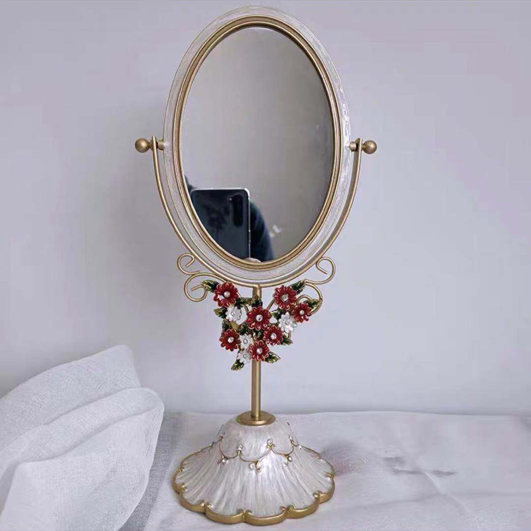 Desktop Make-up Mirror зеркало Enamel-colored Double-sided Simple For Household Retro Vanity Mirrors In Nordic Style Decorati