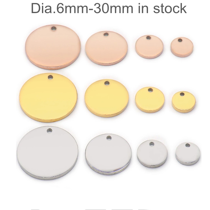 10pcs/lot 6-30mm подвеска Polish кулон Round Pendant Stainless Steel for DIY Necklace Bracelet Making Support Customed Text
