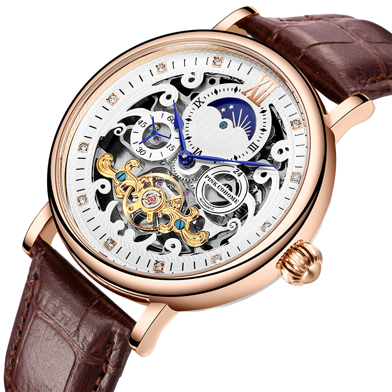 Uhr Automatic Watch Men Mechanical Wristwatches мужские наручные часы Timepiece Male Luxury Chronograph Moon Phase Clock