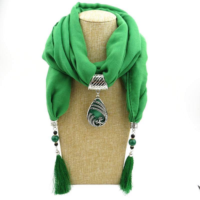 шарф женский с подвеской Cotton Viscose Scarfs Plain Neck Wear Peopack Peacock Resin Pendant Jewelry Scarfs Hiver Femme
