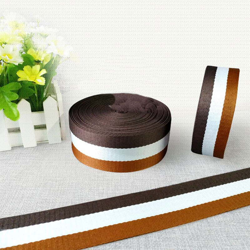 50mm 2" 38mm ремень off white Coffee White Brown Striped polyester Webbing twill ribbon DIY sewing accessories bias tape