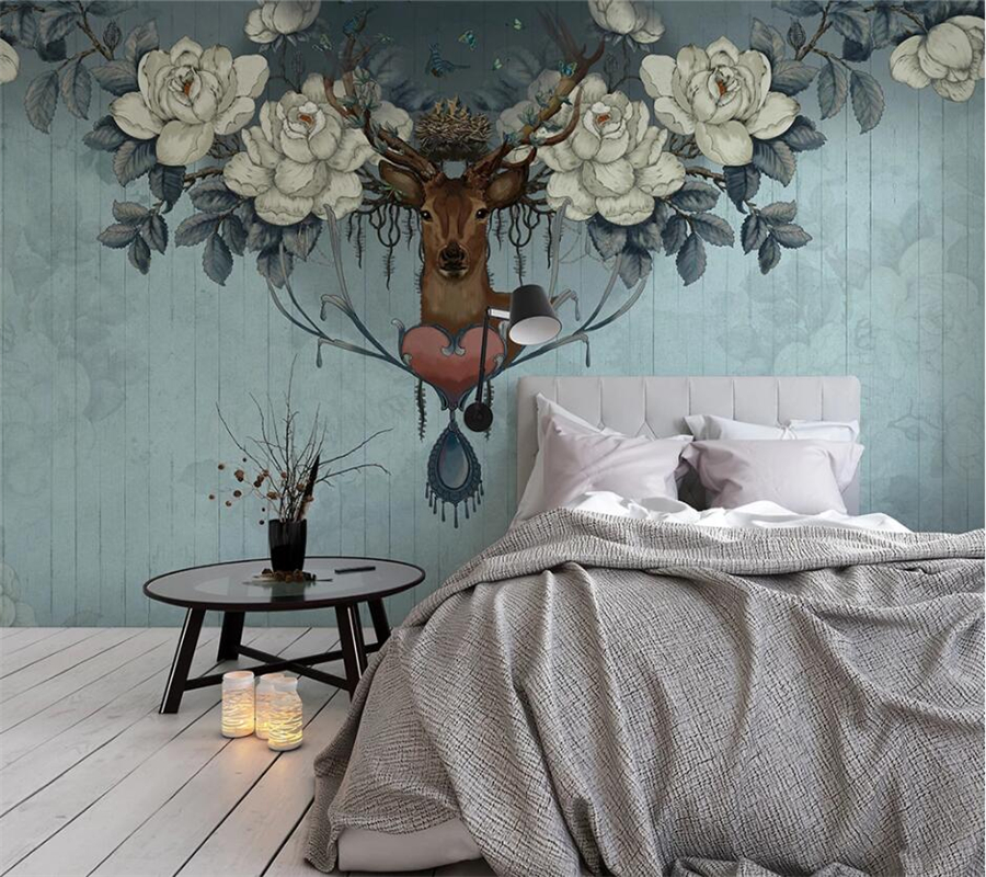 beibehang Custom wallpaper 3d обои hand-painted giraffe deer head mural living room bedroom cafe TV background wall paper обо