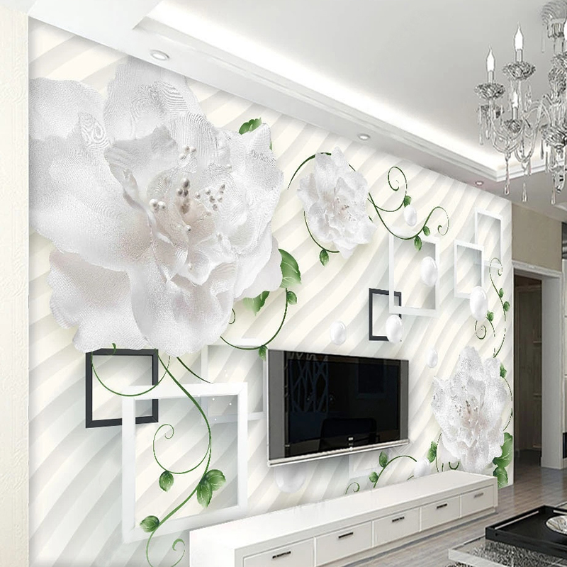 Custom Wallpaper 3D Photo Mural Papel De Parede Nordic Style Beautiful Frame Flower Art Mural Bedroom Home Decor обои для сте