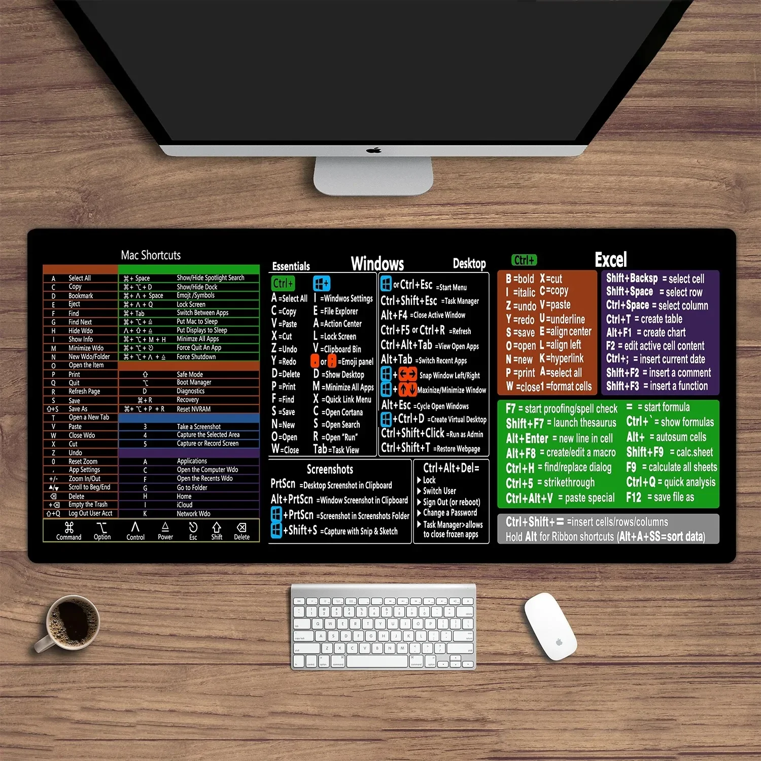 Windows and Excel Keyboard Shortcuts Mouse Pad Large size gaming mousepads mat rug tapis de souris коврик для мышки economic 