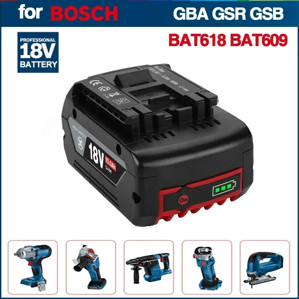 18V 10Ah Rechargeable Li-Ion Battery For Bosch 18V Power Tool Backup 10000mah Portable Replacement for BOSCH 18V Battery BAT6