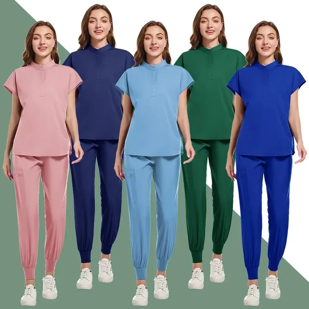 Scrub Sets Nurse Surgical Uniform Women Summer Slim Comfortable Oral Doctor Work Wear Short Sleeve Sets Operating Room Clothe