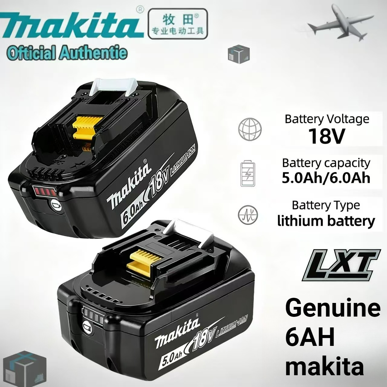 Makita battery, rechargeable lithium battery, Makita 18V 6.0Ah BL1840, BL1830, BL1850, BL1850B original Makita tool battery