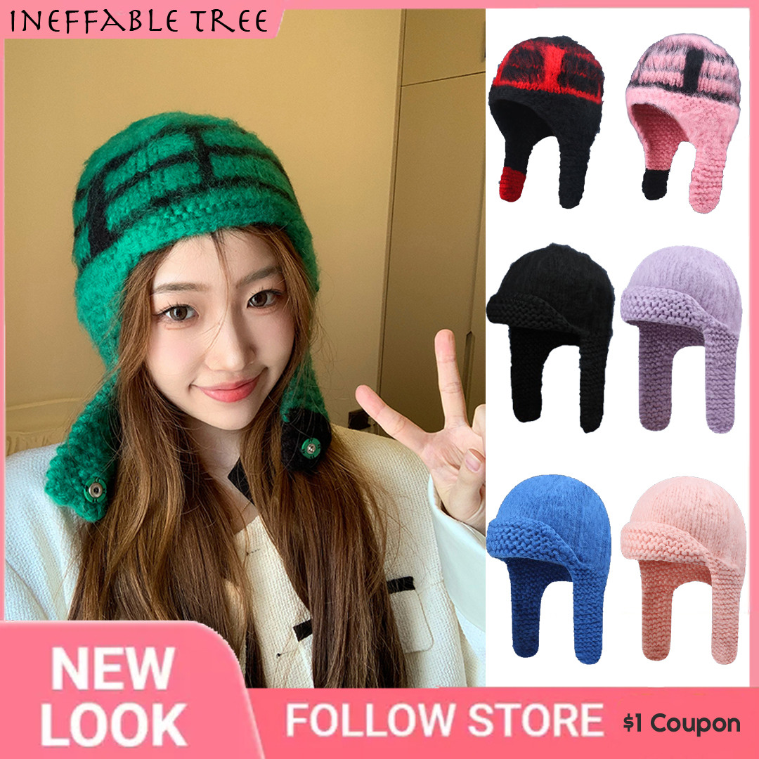 Y2K Winter Knitted Hat for Women Men Mohair Beanie Elastic Warm Hip Hop Cap Soft Baggy Bonnet Autumn Skullies Hat шапка женск