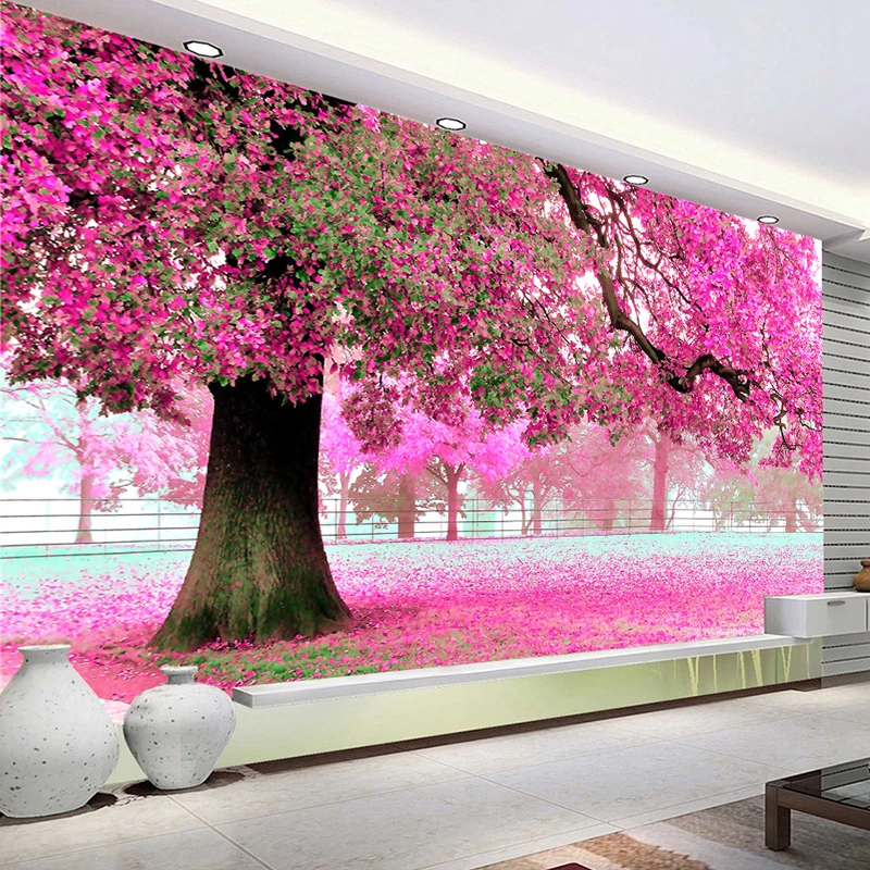 Custom Wall Wallpaper De Parede Romantic Cherry Flower Tree 3D Large Murals Living Room Bedroom Home Decor обои для стен в р