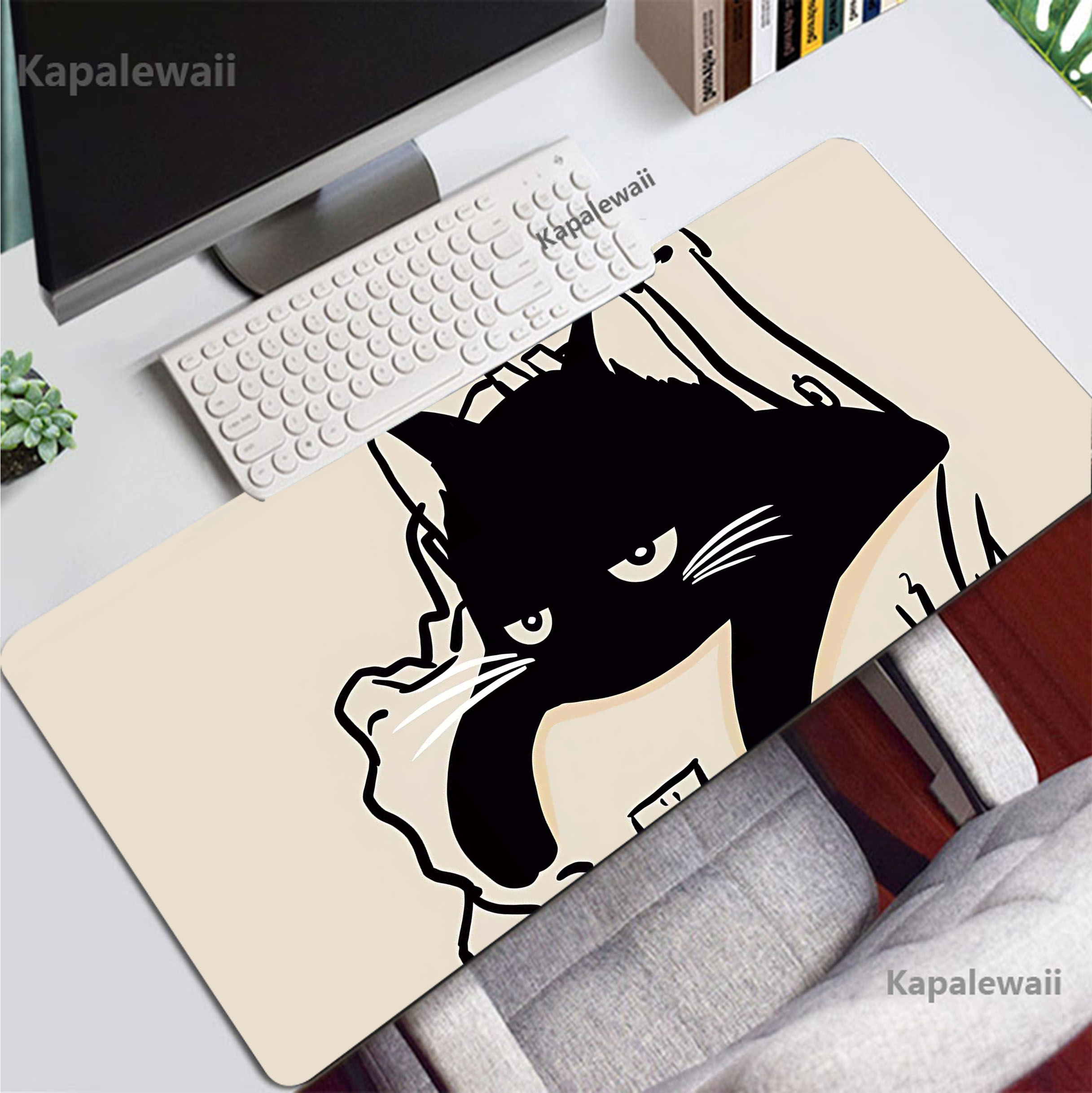 Bongo Cat Kawaii Anime Mouse Pad Gaming Mouse Mat Gamer XXL Large Mousepad Game Desk Pads Rubber коврик Keyboard Mats 90x40cm