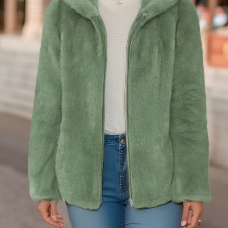 Double Sided Coral Fleece Hooded Warm Hoodie With Zipper Lamb Wool Autumn Winter New Long Sleeved Jacket Куртка Женская Зимня