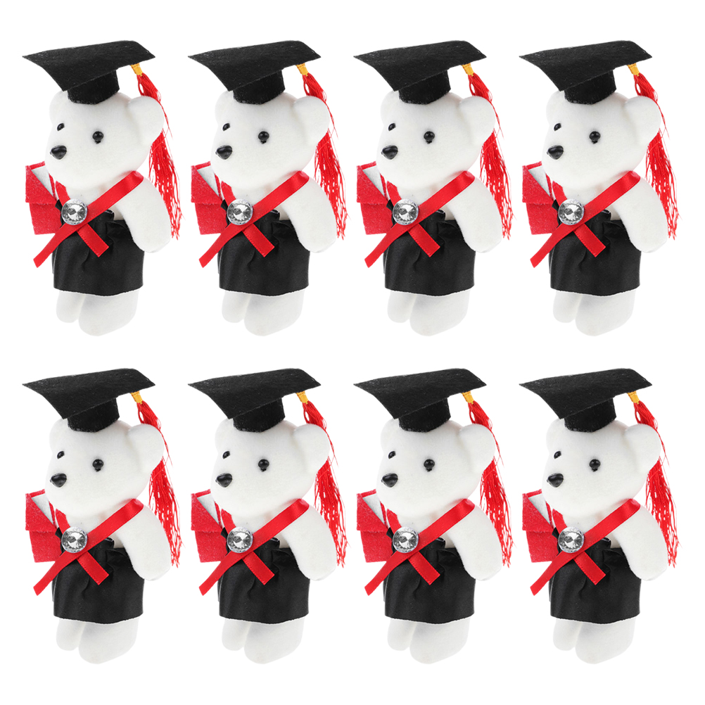 8 Pcs Mini Doctor Bear Graduate Stuffed Animal Flower Bouquet Congrats Graduation Animals Decor