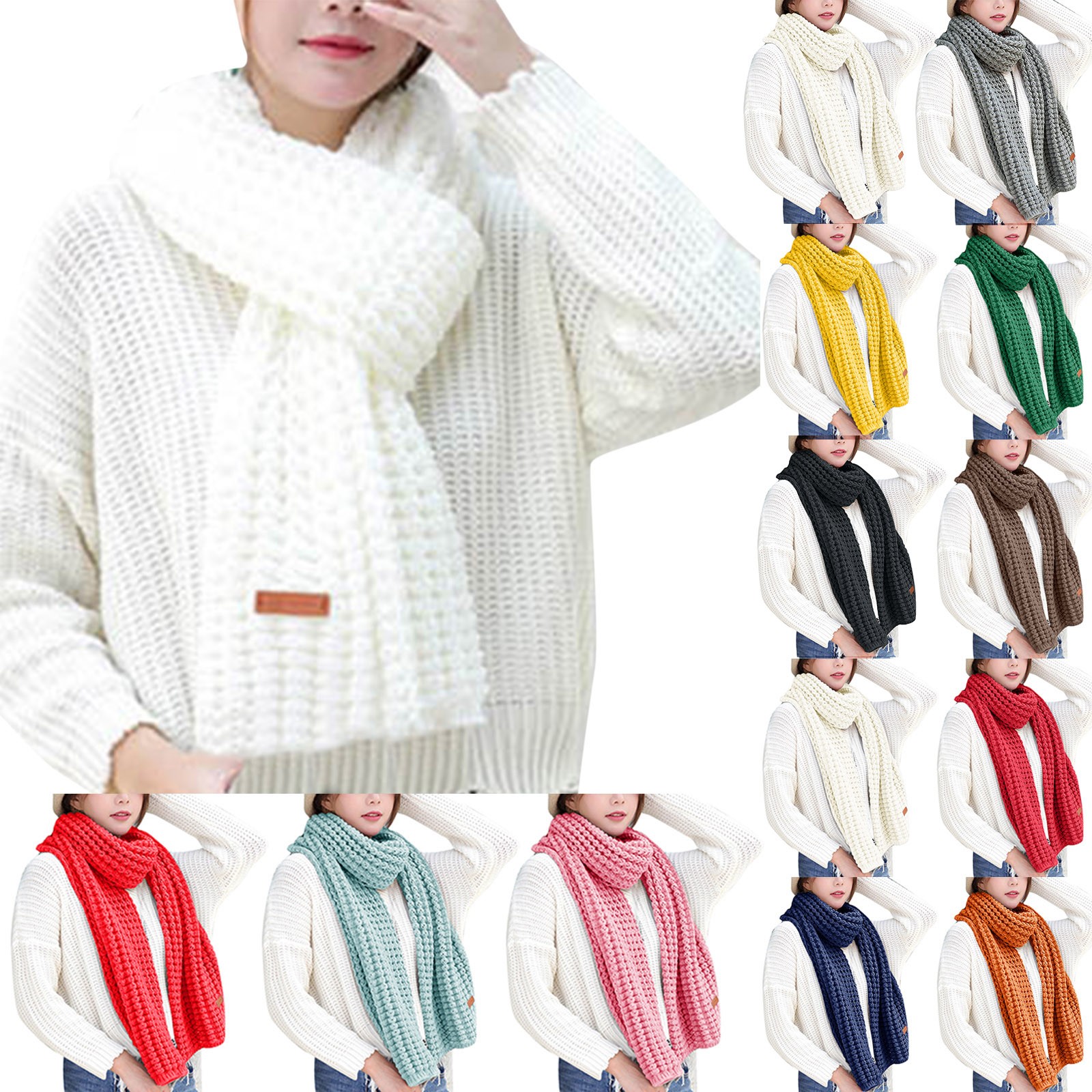 Sweet Knitted Scarf For Women Girls Students New Autumn Winter Solid Color Warm Scarves Soft Shawl Female Wrap Shawls шарф
