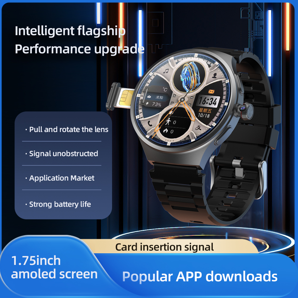 VP50 Android Smart Watch 1.75 AMOLED Screen GPS/WiFi 180° Rotating Camera 200W LED APP Download Perfect for Men