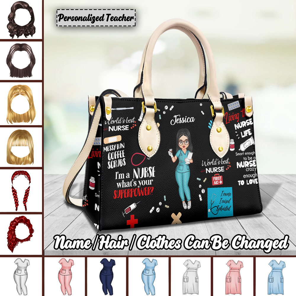 Nurse Gifts Personalized Hairstyle Clothing Tote Bags for Women Ladies Shoulder Bag Customized Female Doctor Paramedic Leathe