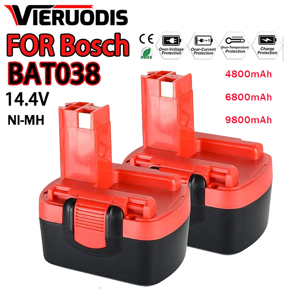 9800mAh 6800mAh 4800mAh 14.4V Battery For BOSCH BAT038 BAT040 BAT140 BAT159 BAT041 GSR 2607335264 14.4 Volt screwdriver batte