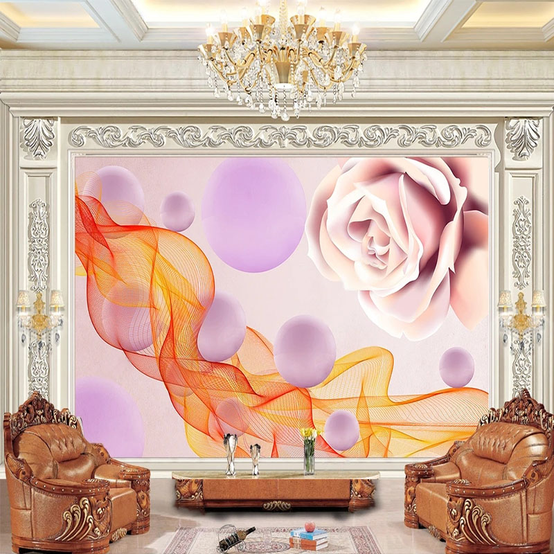 Custom 3D Mural Wallpaper Rose Ball Line Wave Living Room TV Background For Bedroom Walls Papel De Parede Tapety Art Fresco о