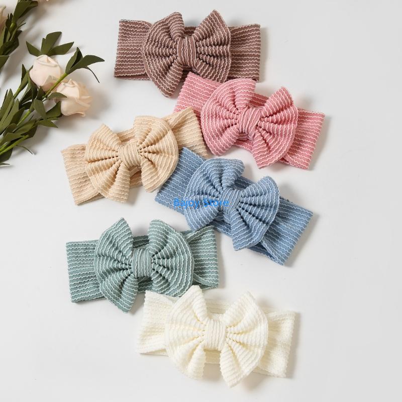 63HE Comfortable Nylon Headbands with Hair Bows Stretchable Headband for Little Girls