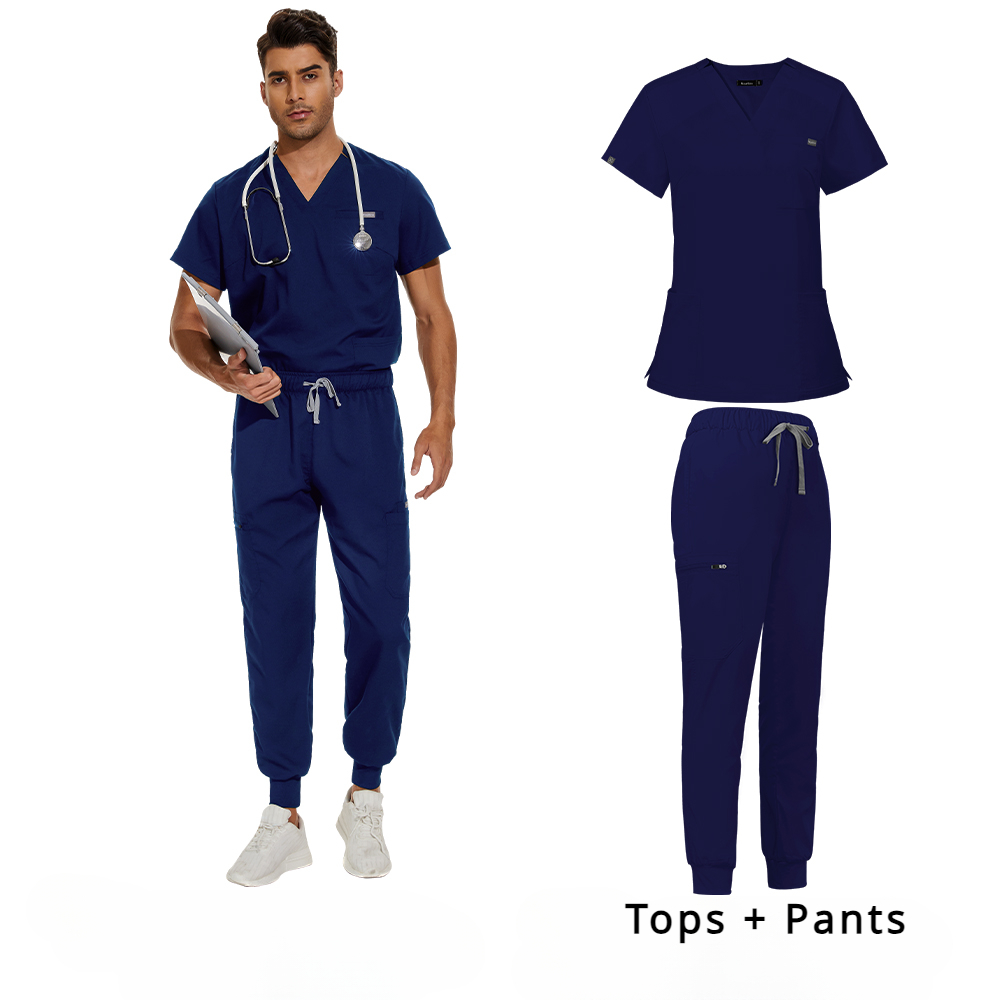 Men's Scrubs Medical Uniform Lab Set Male Wholesale Clinic Hospital Doctor Overalls V-neck Fashion Scrub Pharmacy Nurse Cloth