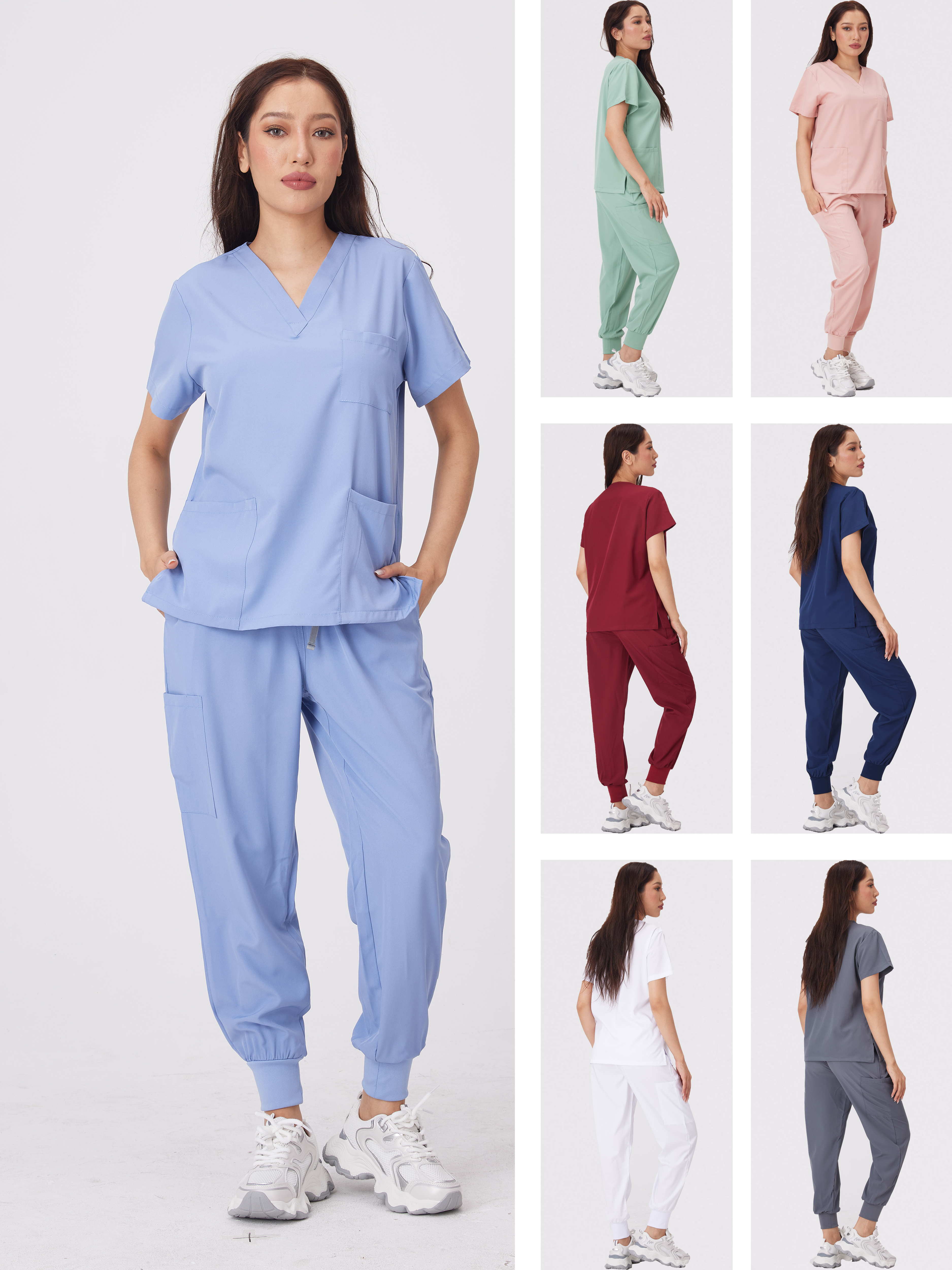 New Frosted Medical Uniform Elastic Frosted Top with Pocket Pants Nurse Uniform Doctor Nurse Uniform Beauty Salon Work Clothi