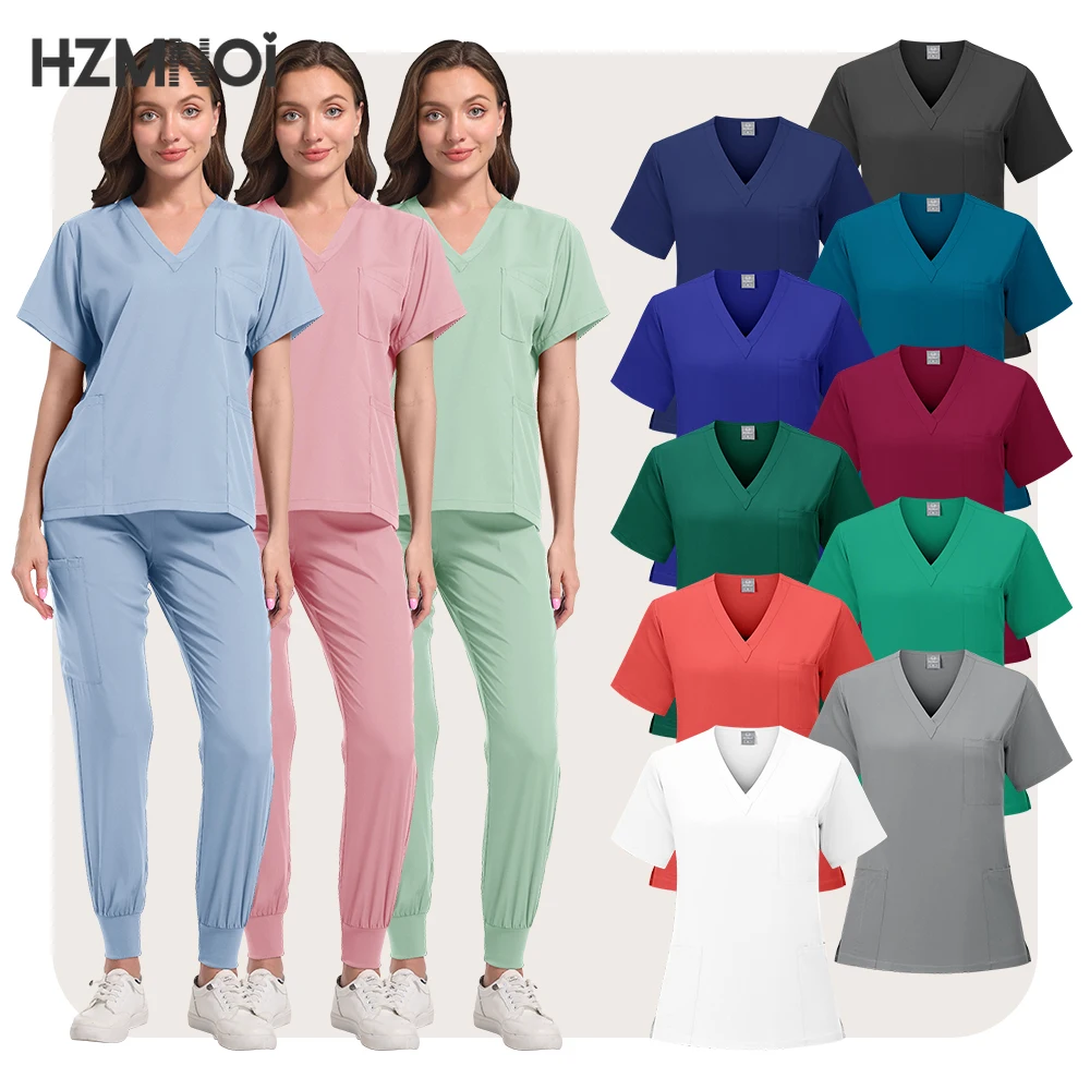 Tops+pants Medical Surgery Uniform Clinical Scrubs Shirt Straight Pants Lab Pet Doctor Nurse Nursing Uniforms Set Women Workw