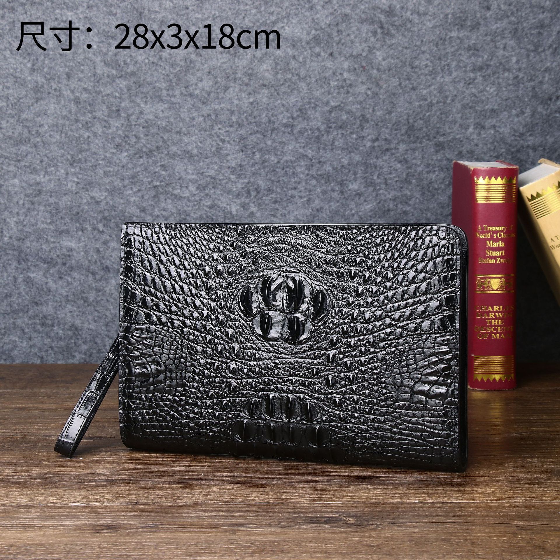 New Crocodile Skull Pattern Men's Big Business Clip Bag High End Fashion Handbag Large Capacity Wallet сумка мужская Sac à Ma