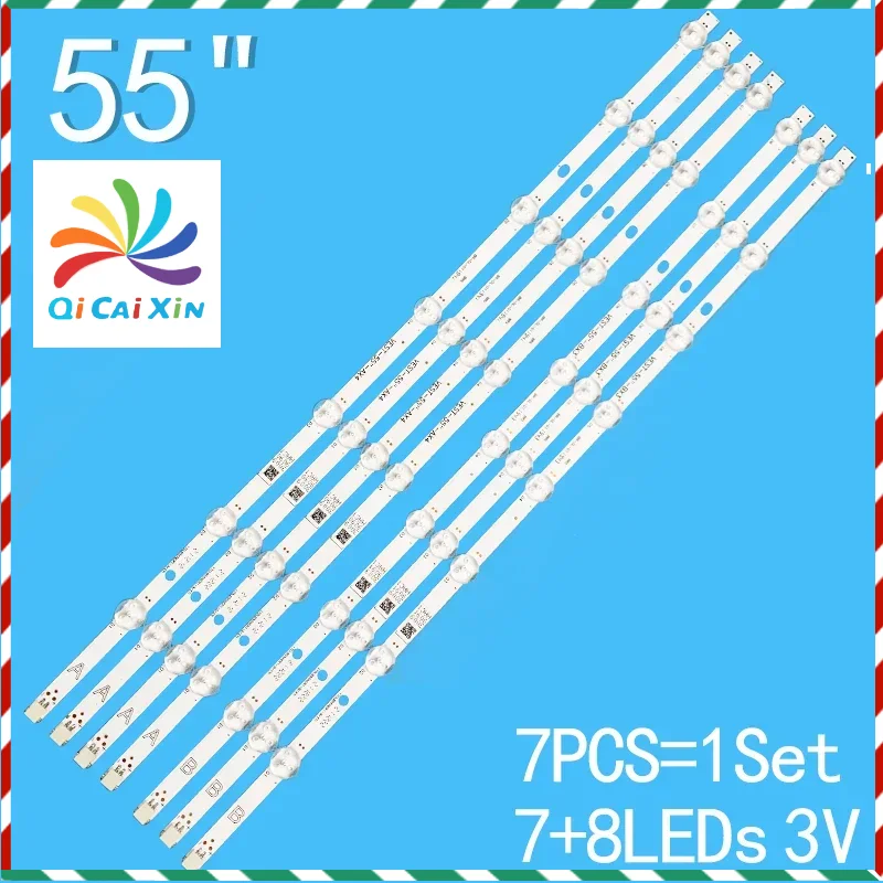 Kit LED Backlight strip(7) for 17DLB55NER1-A B JVC LT-55C870 55HFL2879T/12 LUX0155005 TOSHIBA 55V6763DA 55VL5A63DB 55U6863DB