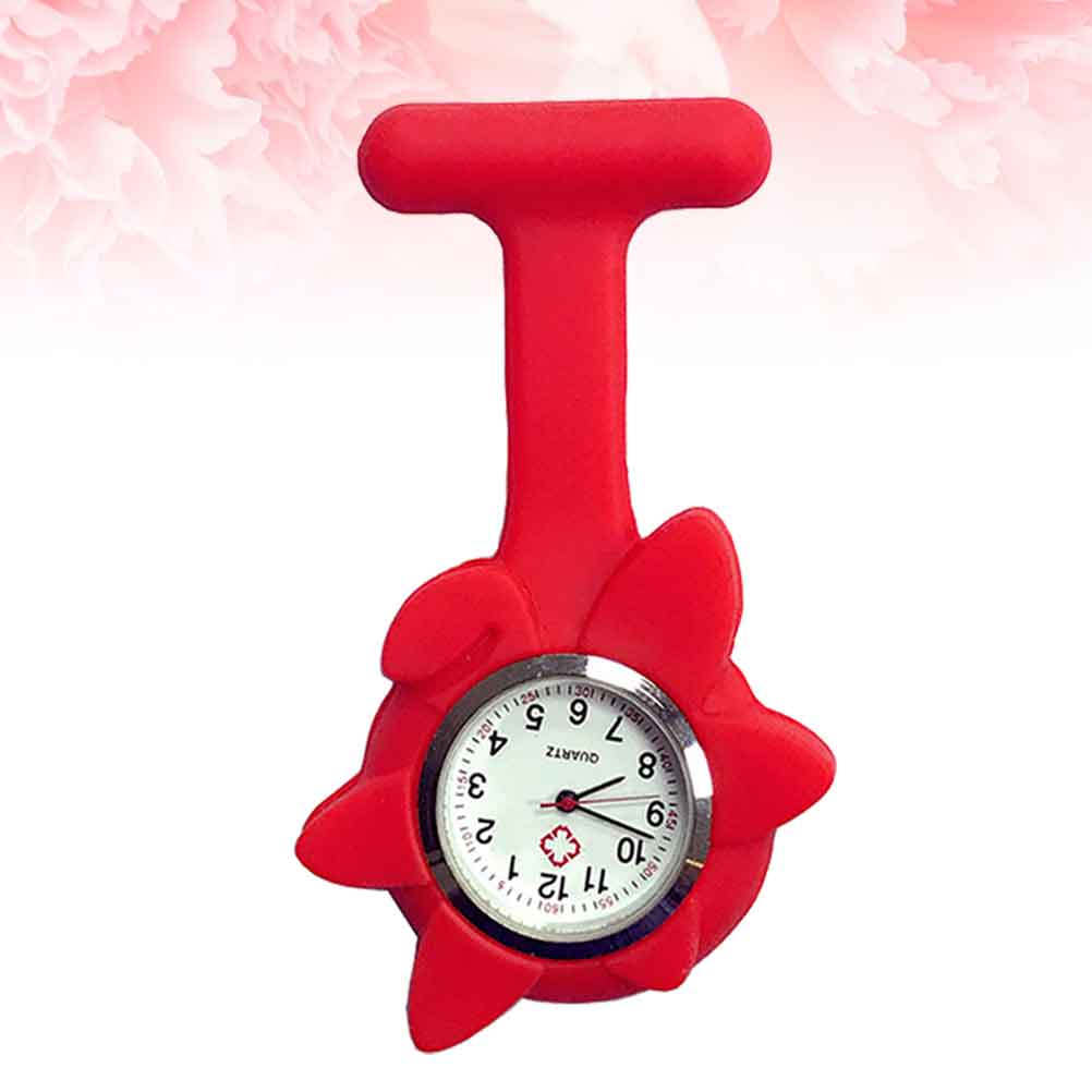 Red Hanging Silicone Nurse Watch Sunflower Medical Pocket Watch Doctor Lightweight Durable Practical Decoration