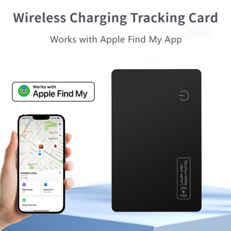 Wireless Charging Tracking Card Smart Waterproof GPS Locator Wallet Finder Works with Apple Find My App Blootooth Mini Tracke