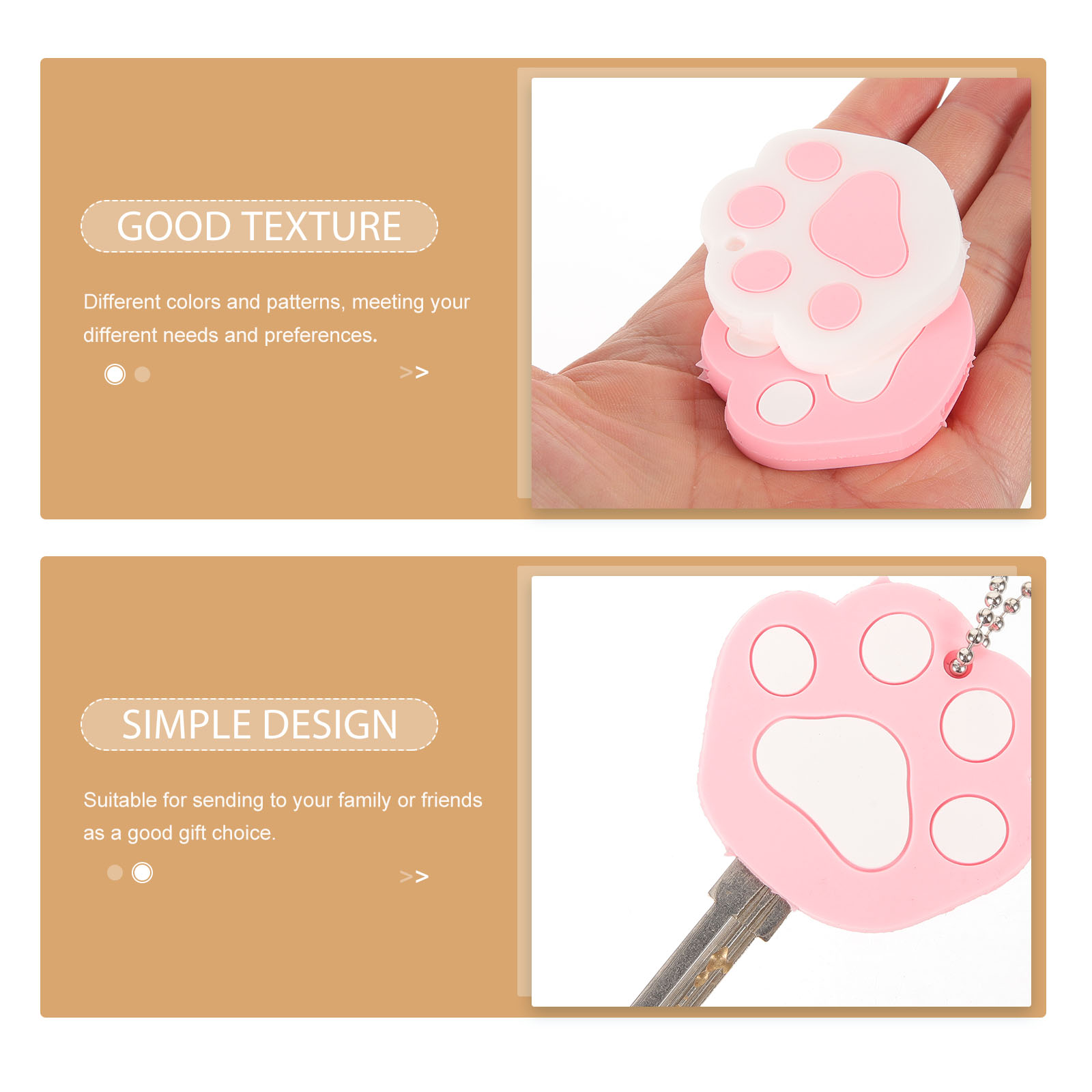 4 Pcs Cat Claw Keychain Accessories Case Shell The Flowers Soft Rubber Covers Student Caps