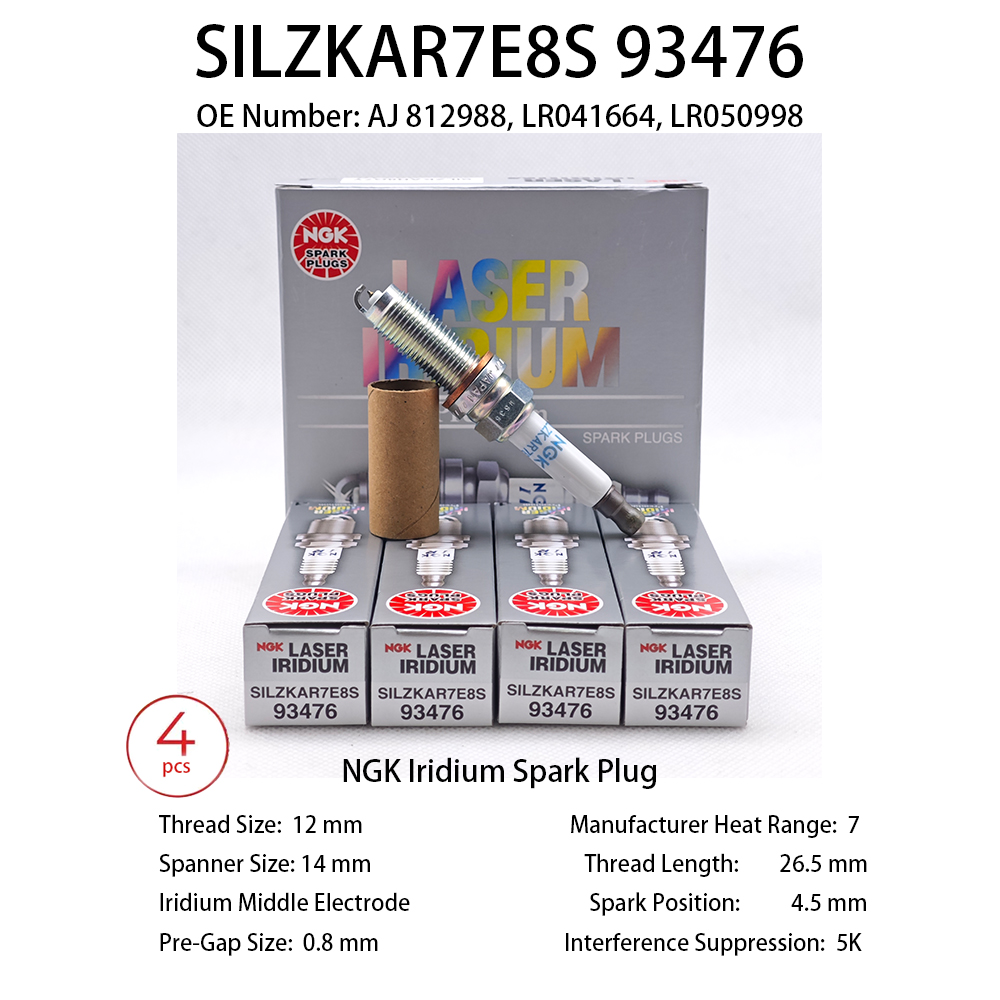 4pcs 6pcs Original NGK Iridium Spark Plug SILZKAR7E8S 93476 Suitable For Some Models of JAGUAR F-TYPE LAND ROVER RANGE ROVER 