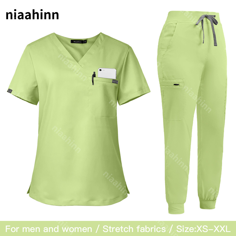 Scrubs Medical Uniform Women and Men Scrubs Suit Medical Surgical Tops and Pants Nurse Accessories Hospital Doctor Costume Wo