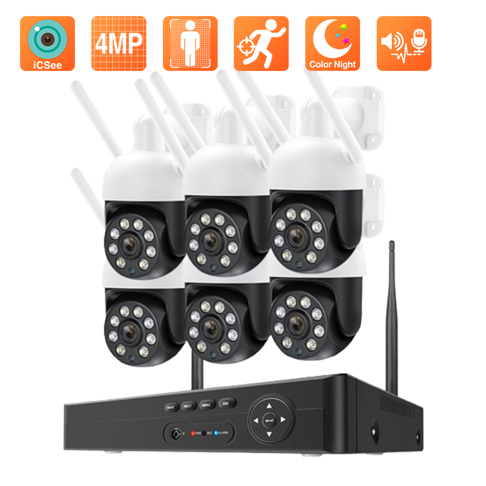 Techage 8CH 4MP беспроводная камера система Atuo Tracking двусторонняя аудиосвязь Wifi комплект видеонаблюдения цветное ночно