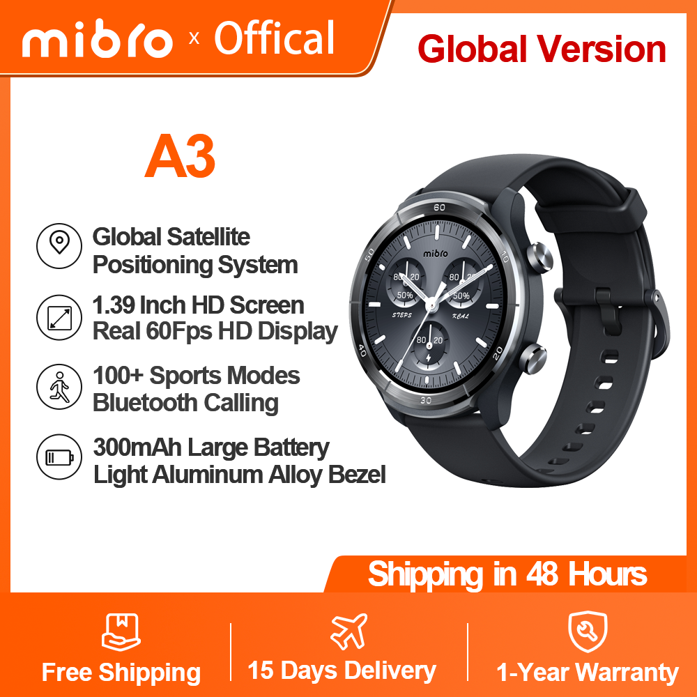 Mibro A3 Smartwatch Super Light Design GPS Positioning Bluetooth Calling 1.39'' Screen Health Monitor Sport Watch For Men Wom