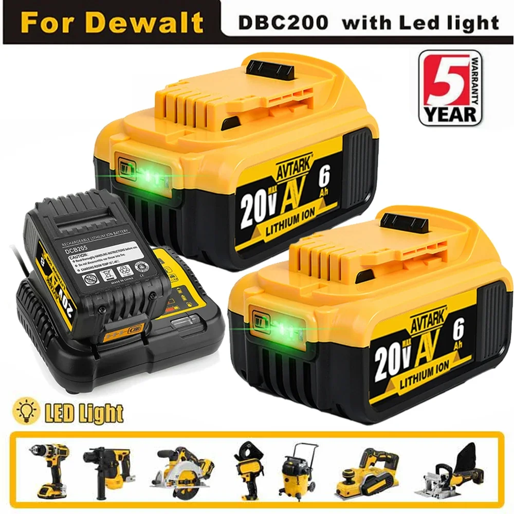 DCB200 20V Battery Compatible with dewalt power Tools 18V 12Ah rechargeable electric tool Lithium batteries 20V 18Volt 18v 12