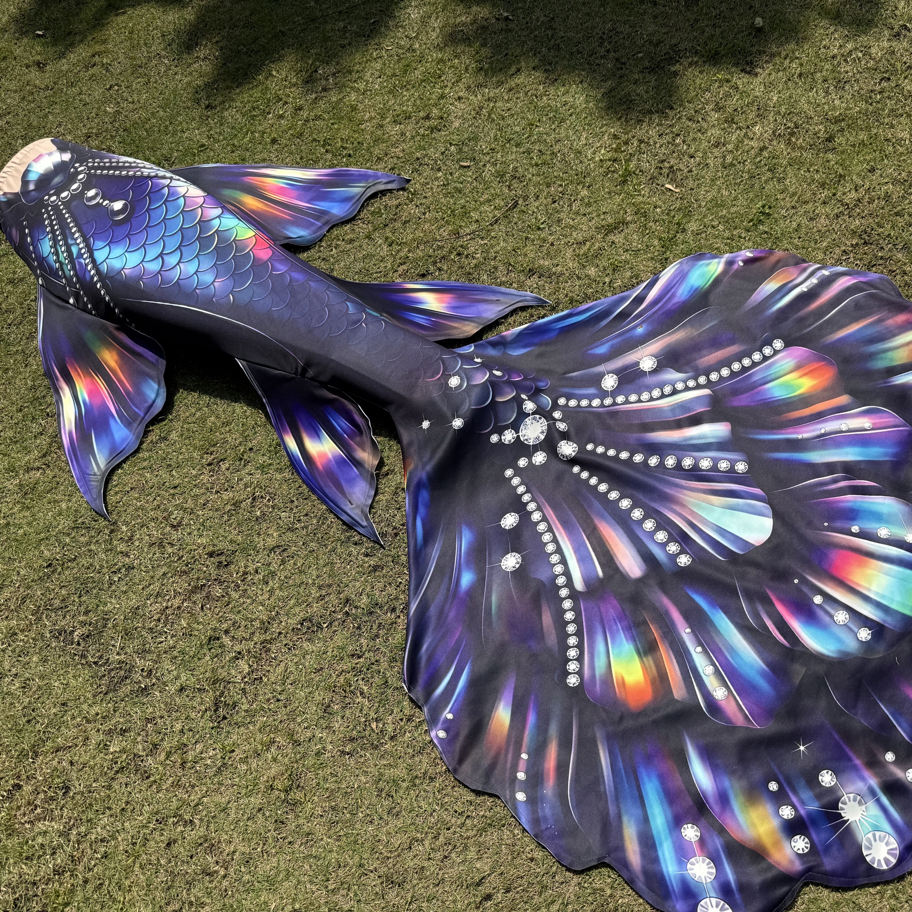 New European And American Style Blue Shell Pearl Mermaid Tail Swimsuit, Seaside Vacation Photo Outfit