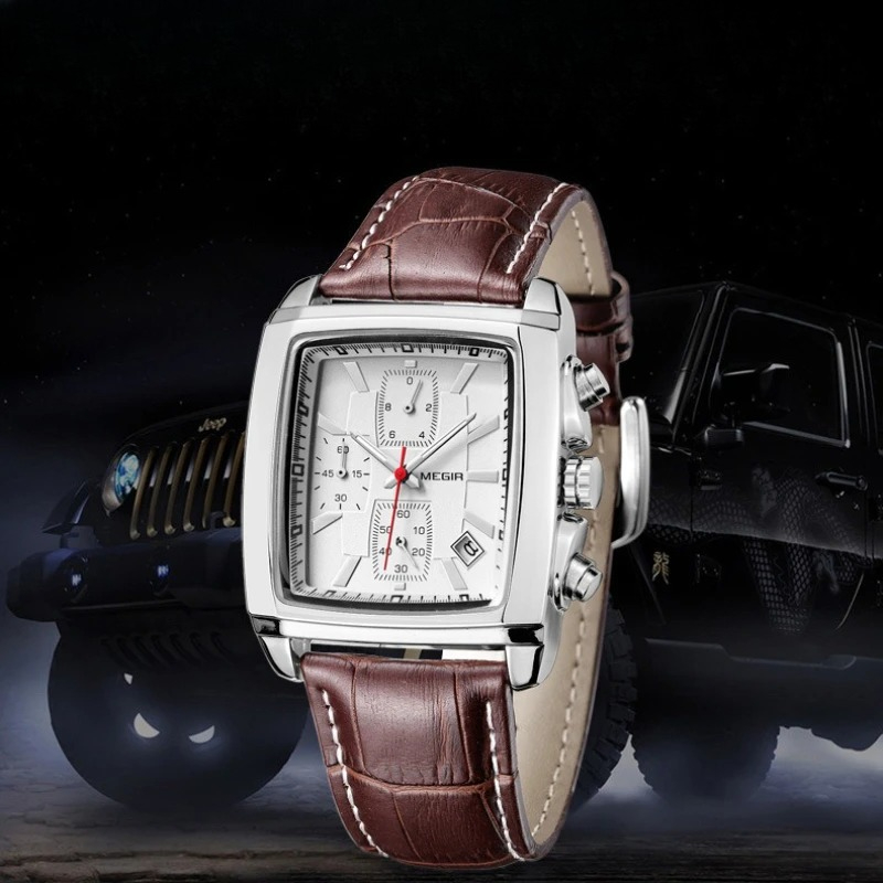MEGIR 2028 Quartz Men's Watch Multifunctional Luminous Calendar Chronograph Waterproof Watches for Men Relogios Masculino Час