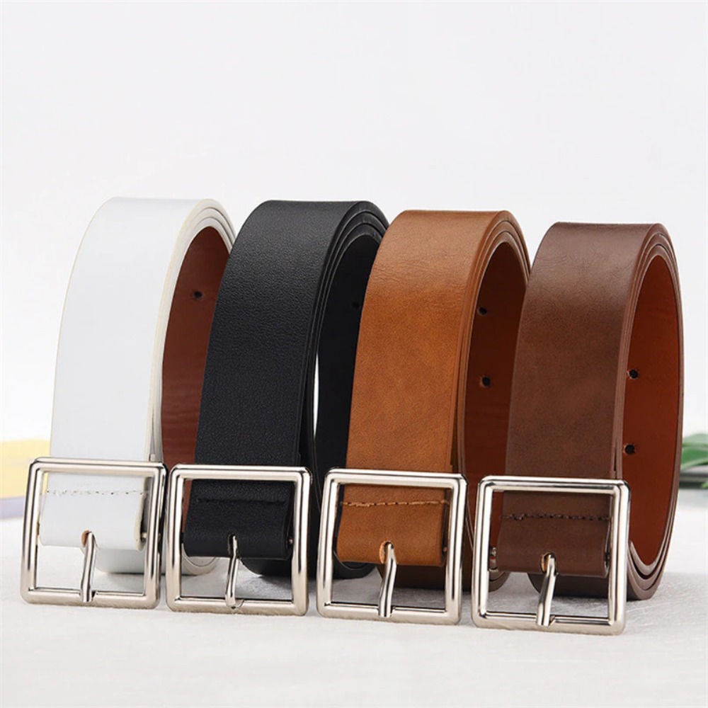 Women's Belt PU Leather Metal Buckle Black Khaki White Red Fashion Accessories Waistband for Women ремень Cinto Feminino