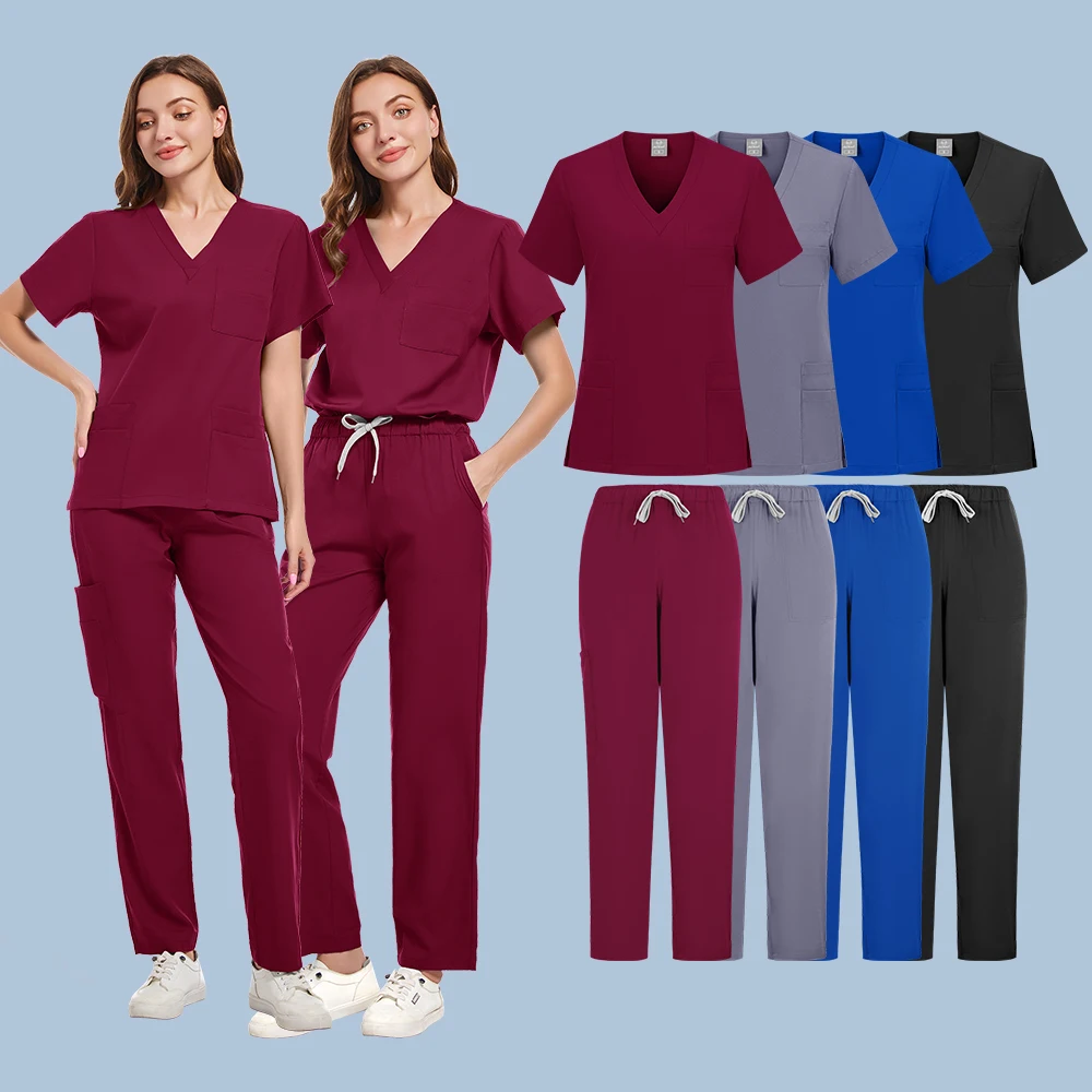 Unisex Medical Uniforms Men Women Nursing Clothes Beauty Work Wear Nurse Scrubs Sets Doctor Dentist Workwear Clinical Tops Pa