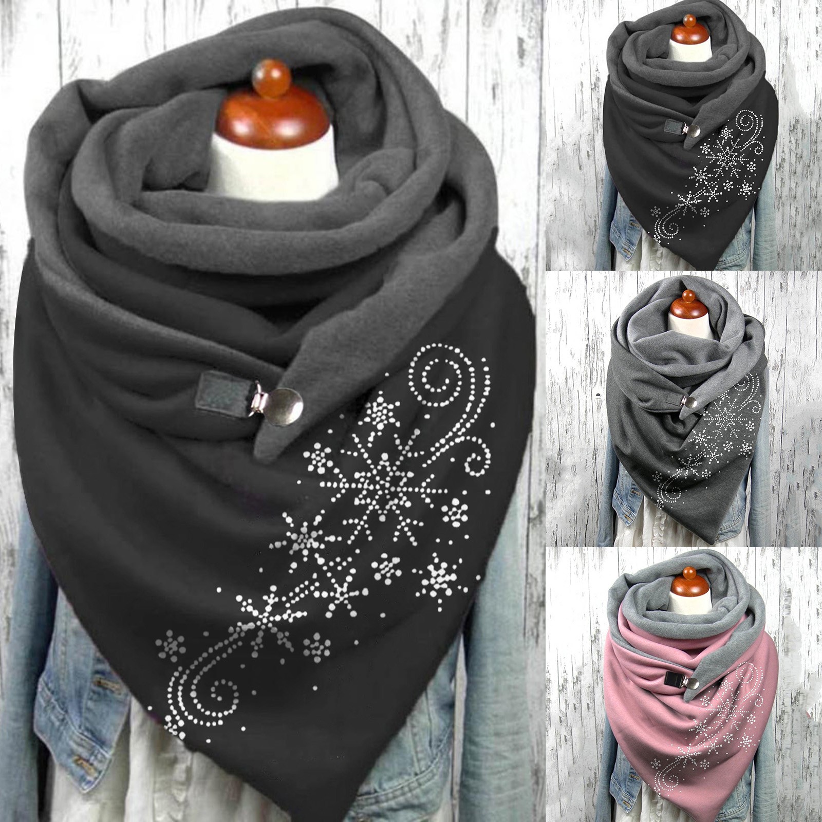 Fashion Graphic Music Note Print Scarves With Button Clasp Women Winter Warm Scarf Female Neck Warmer Blanket Wraps шарф женс