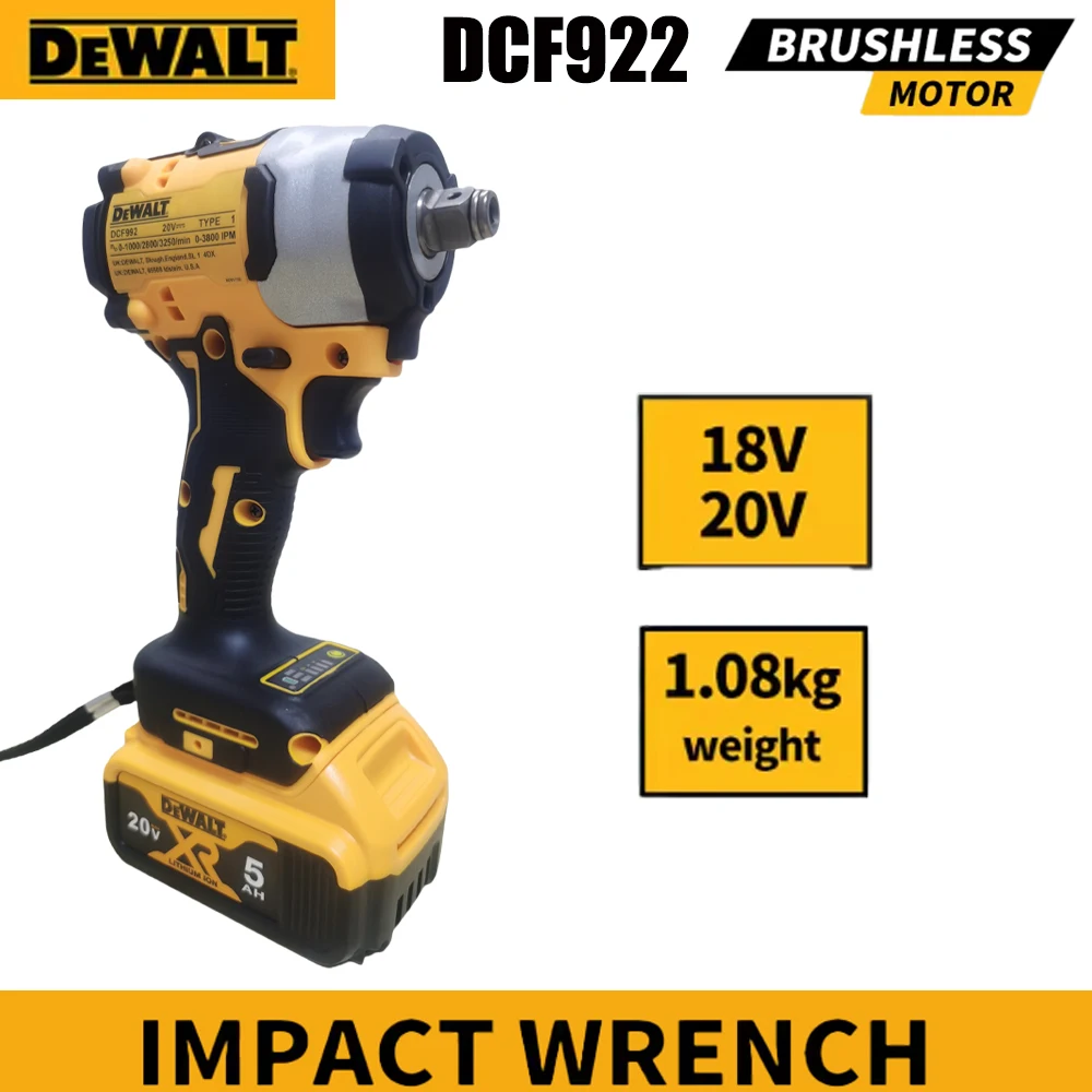 Dewalt DCF922 high torque wireless impact wrench 205Nm (reverse) 1/2 "2500 PRM universal 20V rechargeable battery power tool