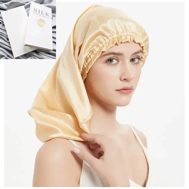 Long Silk Hair Bonnet for Sleeping Women,100% Real Mulberry Silk Bonnet ,Silk Sleep Night Cap for Hair Care,шапка женская ,비