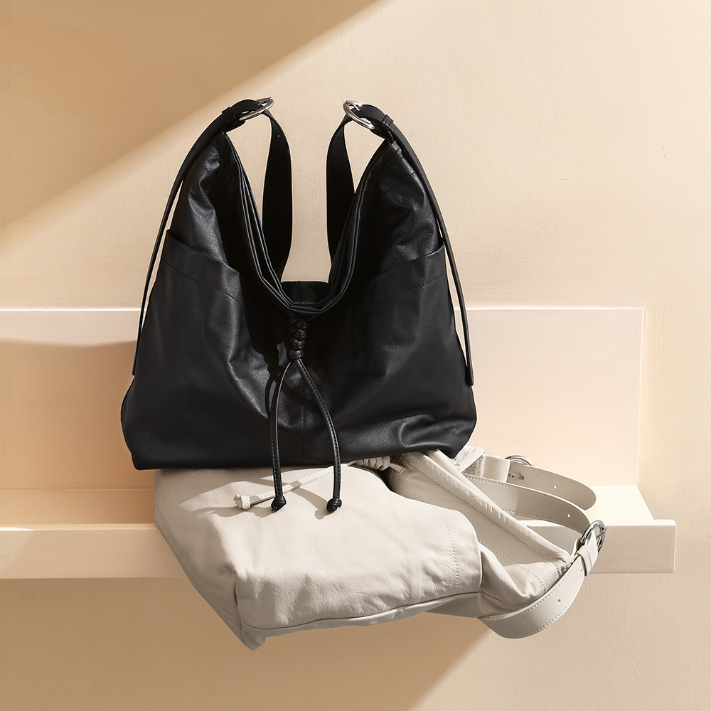 2024 New Genuine Women's Tote Head Layer Leather Underarm Bow Flow Su Large Capacity Commuter Shoulder Bag сумка женская Sac 