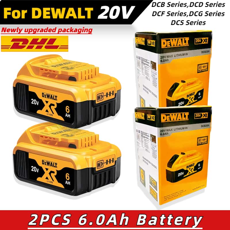 Original/Genuine Dewalt 20V Battery, 2AH 5AH 6AH Rechargeable Lithium Ion Battery, Dewalt DCB200 Power Tool Replacement Batte